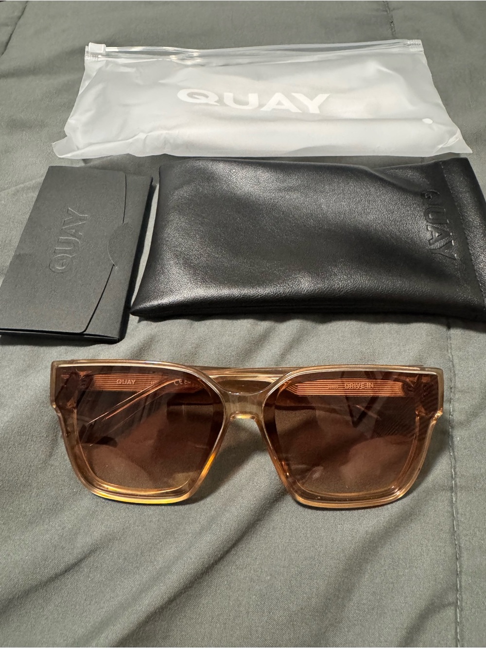 NWT QUAY DRIVE Women's Square Frame Sunglasses in OAT frames Sepia lens - Picture 2 of 8